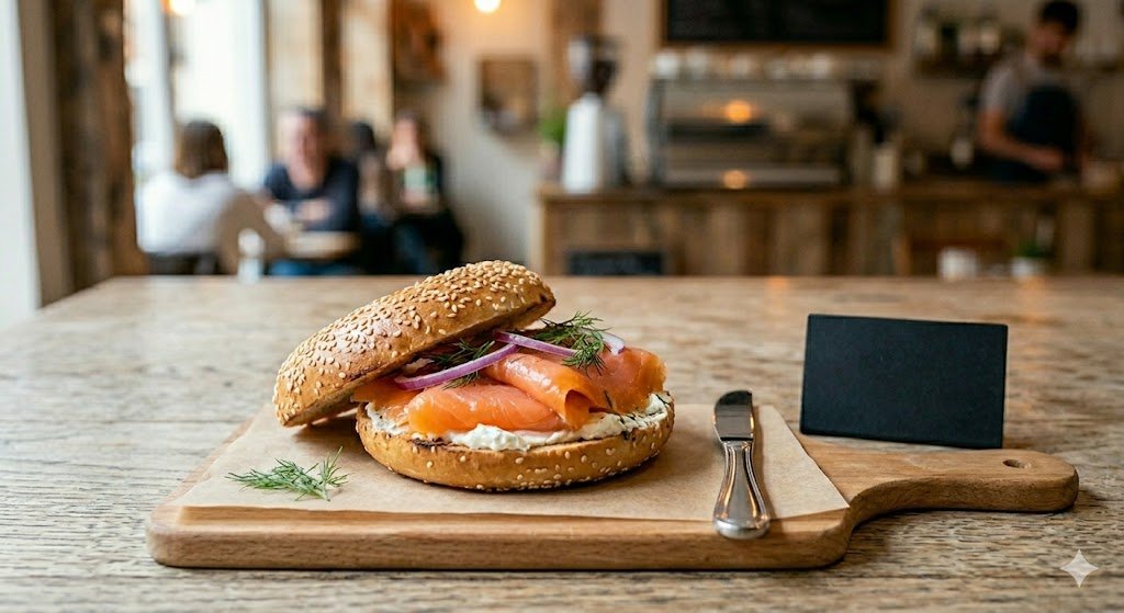 Bagel casero de salmón y crema